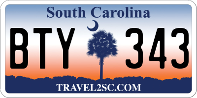SC license plate BTY343