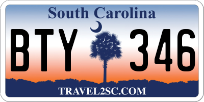 SC license plate BTY346