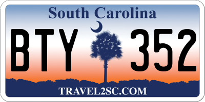 SC license plate BTY352