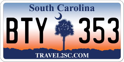 SC license plate BTY353