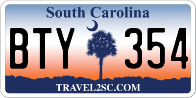SC license plate BTY354