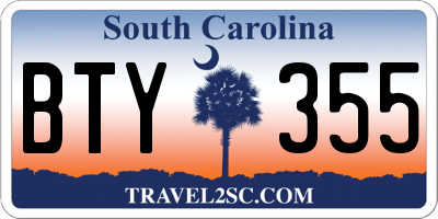 SC license plate BTY355