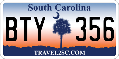 SC license plate BTY356