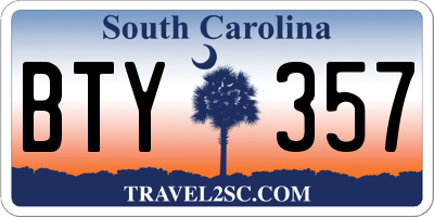 SC license plate BTY357