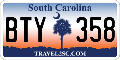 SC license plate BTY358