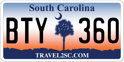 SC license plate BTY360