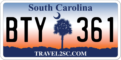 SC license plate BTY361