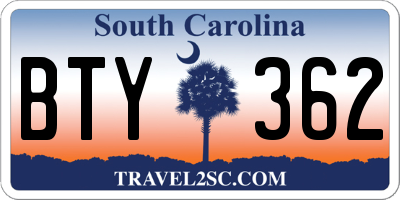 SC license plate BTY362