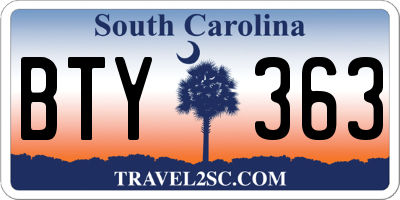SC license plate BTY363