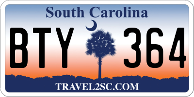 SC license plate BTY364