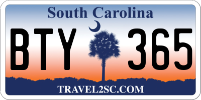 SC license plate BTY365