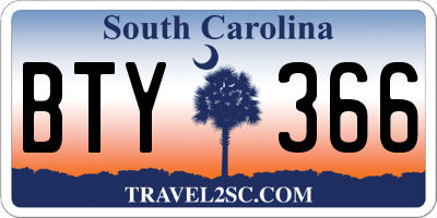 SC license plate BTY366