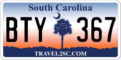 SC license plate BTY367