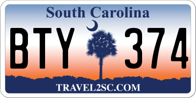 SC license plate BTY374