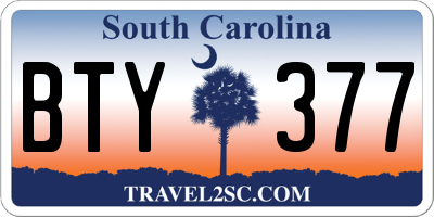 SC license plate BTY377