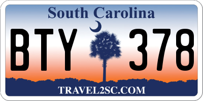 SC license plate BTY378