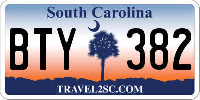 SC license plate BTY382