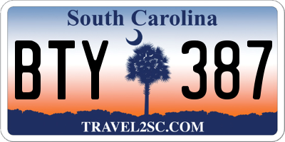 SC license plate BTY387