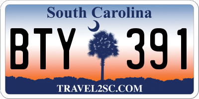 SC license plate BTY391