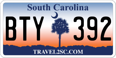 SC license plate BTY392
