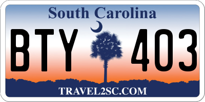 SC license plate BTY403