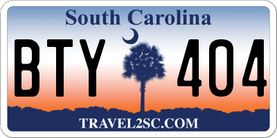 SC license plate BTY404