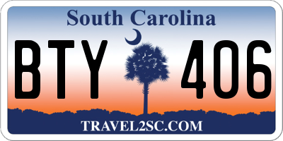 SC license plate BTY406