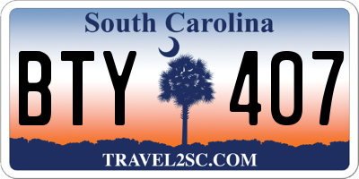 SC license plate BTY407