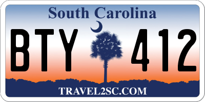 SC license plate BTY412