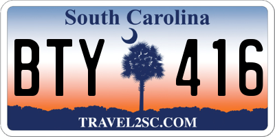 SC license plate BTY416