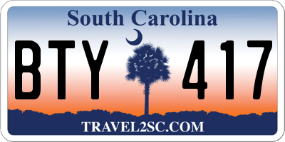 SC license plate BTY417