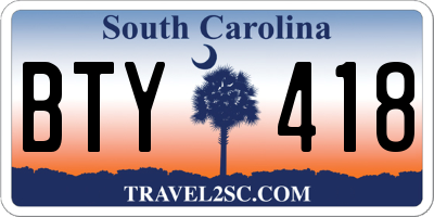 SC license plate BTY418