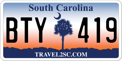 SC license plate BTY419