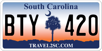 SC license plate BTY420