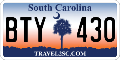 SC license plate BTY430
