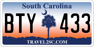 SC license plate BTY433