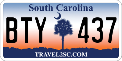 SC license plate BTY437