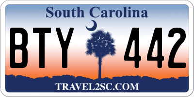 SC license plate BTY442