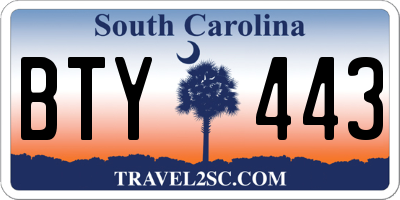 SC license plate BTY443