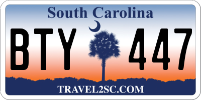 SC license plate BTY447