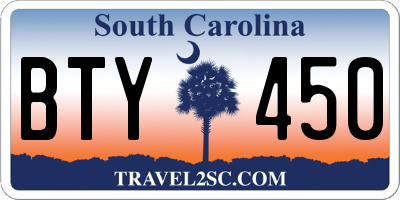 SC license plate BTY450