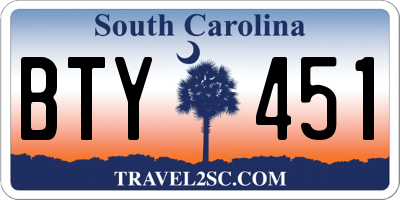 SC license plate BTY451