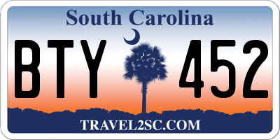 SC license plate BTY452