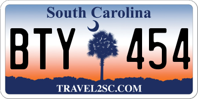 SC license plate BTY454
