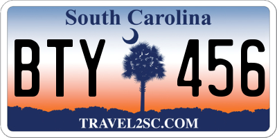 SC license plate BTY456
