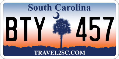 SC license plate BTY457