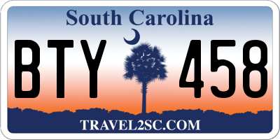 SC license plate BTY458