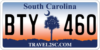 SC license plate BTY460