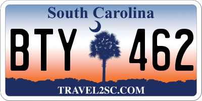 SC license plate BTY462