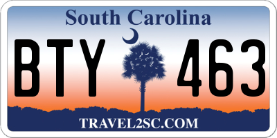 SC license plate BTY463